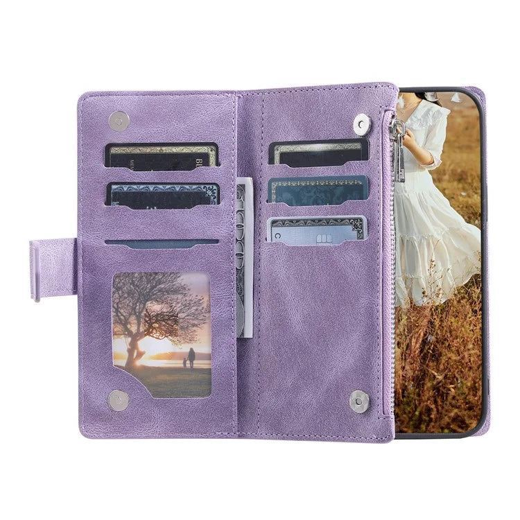 For Xiaomi Redmi Note 13 5G Zipper Pocket Phone Case PU Leather Wallet Phone Cover