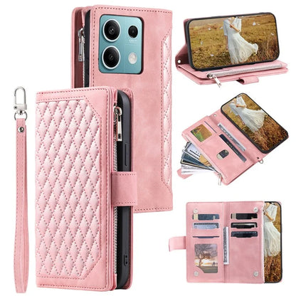 For Xiaomi Redmi Note 13 5G Zipper Pocket Phone Case PU Leather Wallet Phone Cover