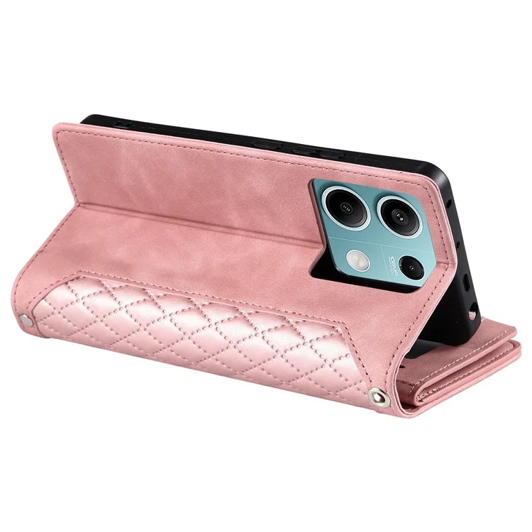 For Xiaomi Redmi Note 13 5G Zipper Pocket Phone Case PU Leather Wallet Phone Cover