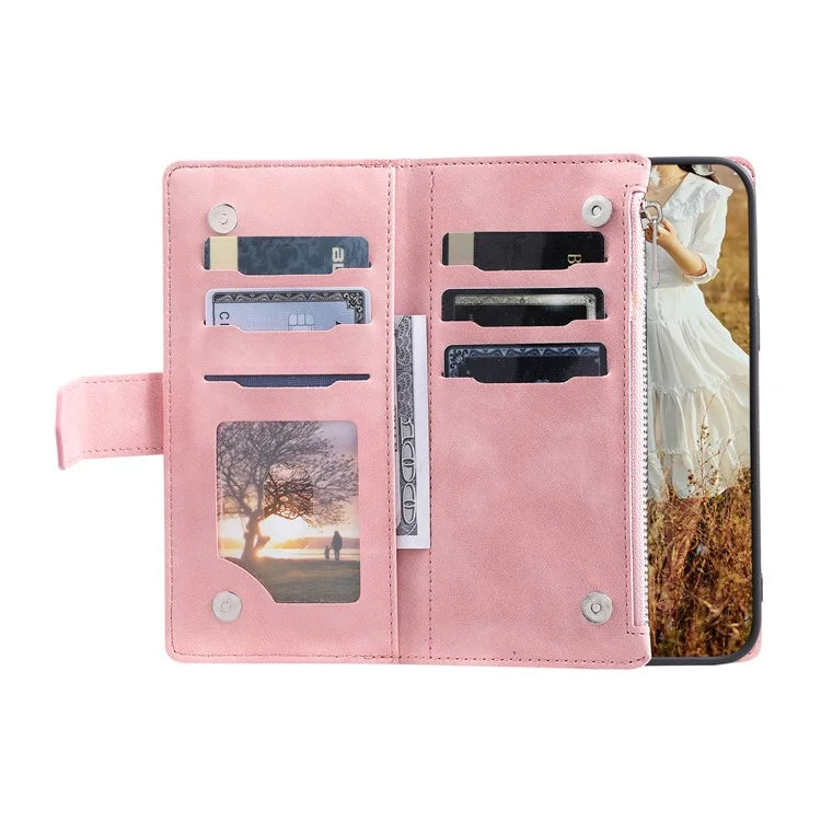 For Xiaomi Redmi Note 13 5G Zipper Pocket Phone Case PU Leather Wallet Phone Cover