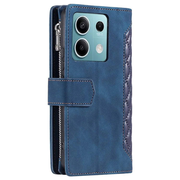 For Xiaomi Redmi Note 13 5G Zipper Pocket Phone Case PU Leather Wallet Phone Cover