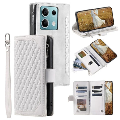 For Xiaomi Redmi Note 13 5G Zipper Pocket Phone Case PU Leather Wallet Phone Cover