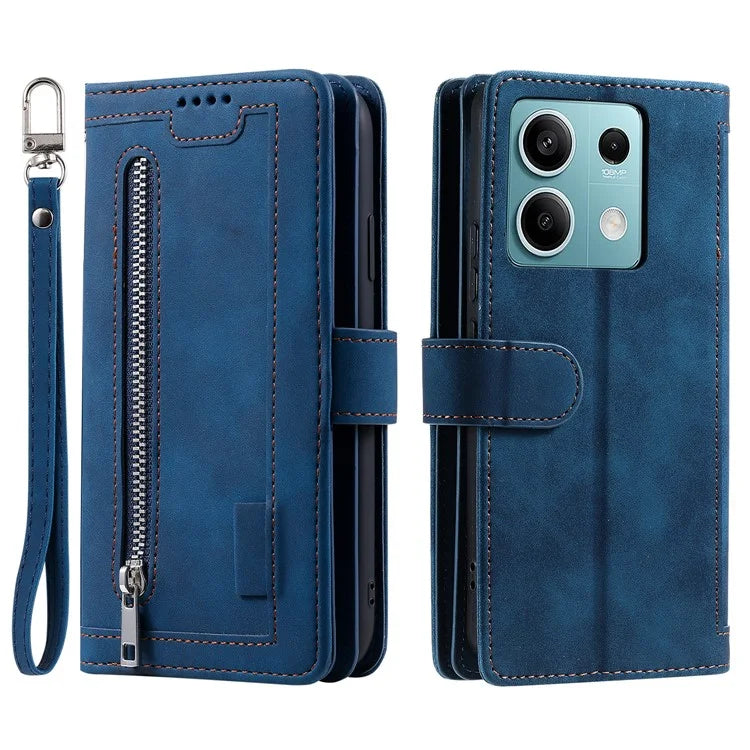 For Xiaomi Redmi Note 13 5G Cover 9 Retro Card Slots Wallet PU Leather Stand Phone Case