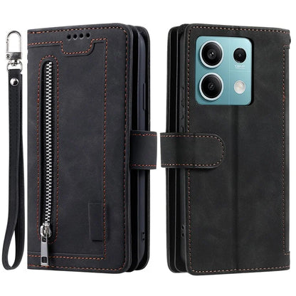 For Xiaomi Redmi Note 13 5G Cover 9 Retro Card Slots Wallet PU Leather Stand Phone Case