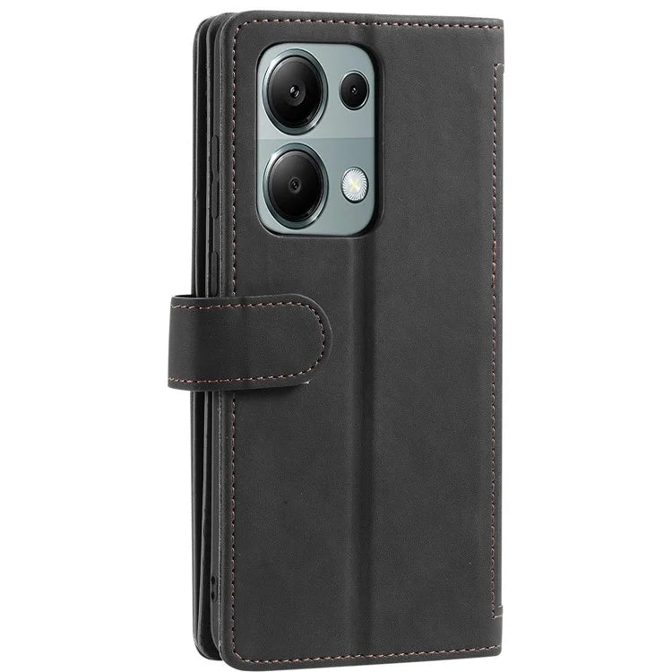For Xiaomi Redmi Note 13 Pro 4G / Poco M6 Pro 4G Cover 9 Card Slots Wallet PU Leather Foldable Stand Phone Case