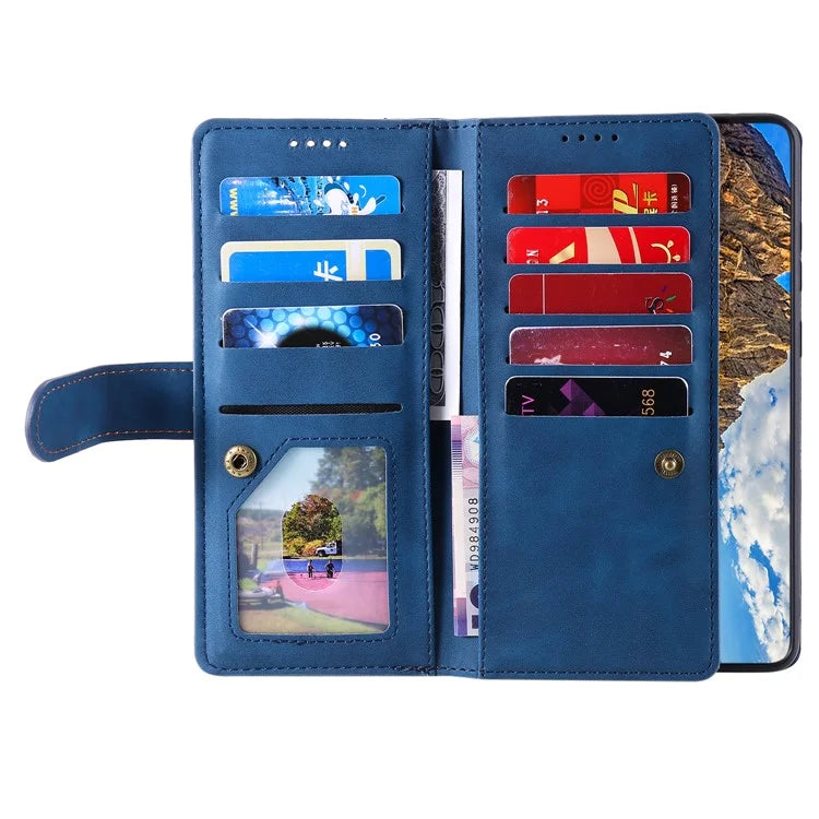 For Xiaomi Redmi Note 13 Pro 4G / Poco M6 Pro 4G Cover 9 Card Slots Wallet PU Leather Foldable Stand Phone Case