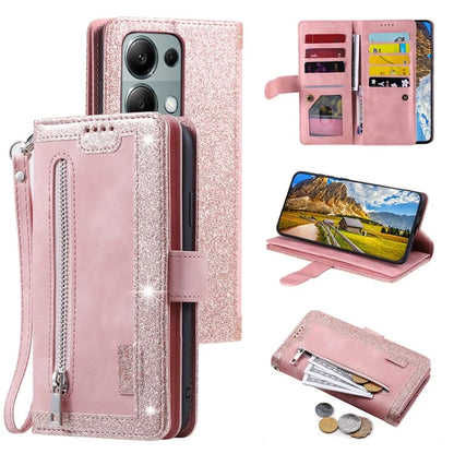 For Xiaomi Redmi Note 13 Pro 4G / Poco M6 Pro 4G Cover 9 Card Slots Wallet PU Leather Foldable Stand Phone Case