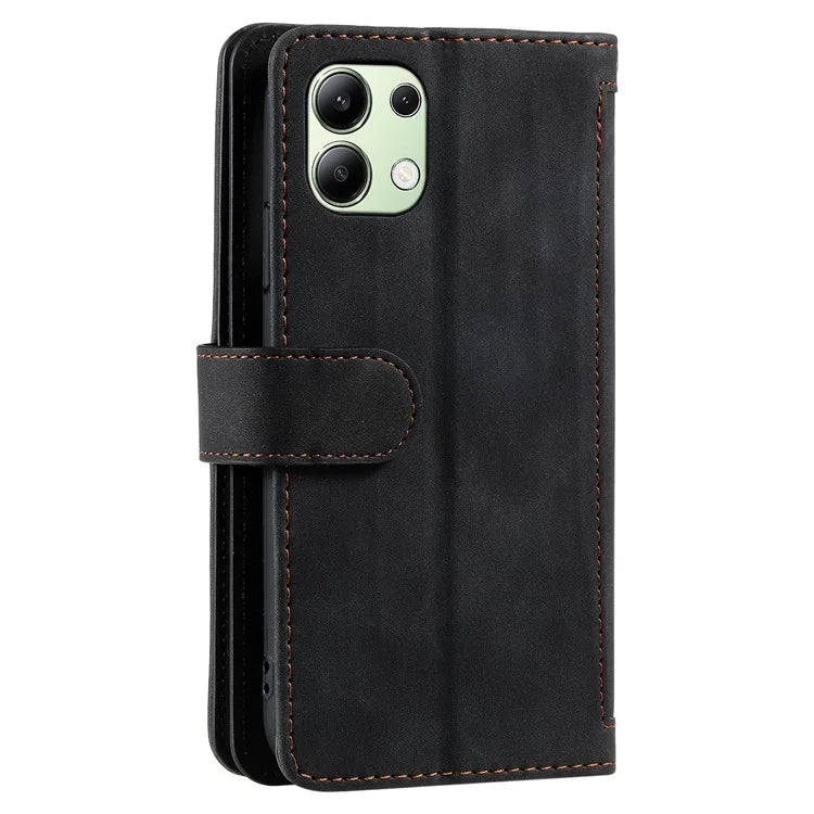 For Xiaomi Redmi Note 13 4G Case Leather Zipper Pocket Phone Cover with 9 Card Slots
