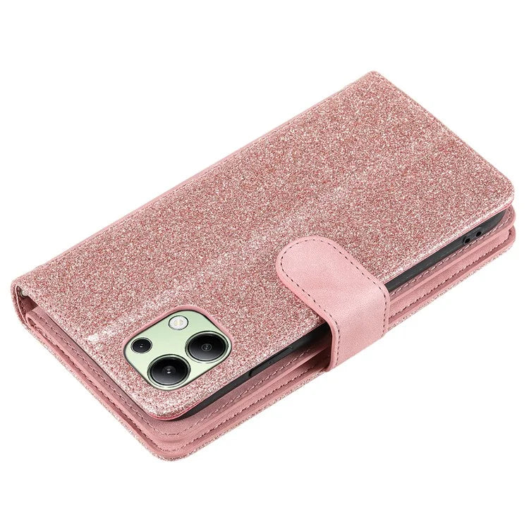 For Xiaomi Redmi Note 13 4G Case Leather Zipper Pocket Phone Cover with 9 Card Slots