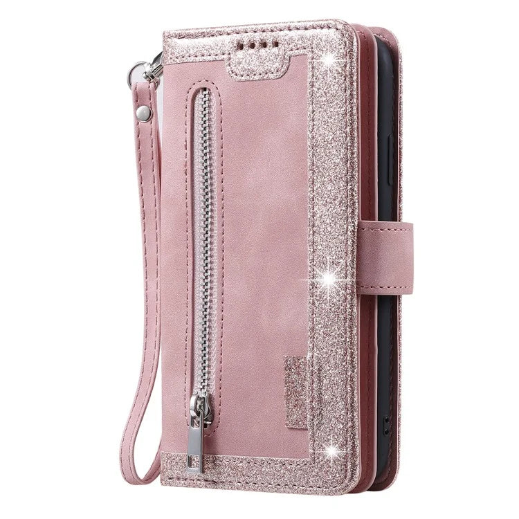 For Xiaomi Redmi Note 13 4G Case Leather Zipper Pocket Phone Cover with 9 Card Slots
