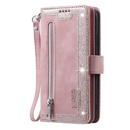 For Xiaomi Redmi Note 13 4G Case Leather Zipper Pocket Phone Cover with 9 Card Slots