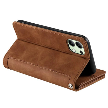 For Xiaomi Redmi Note 13 4G Case Leather Zipper Pocket Phone Cover with 9 Card Slots
