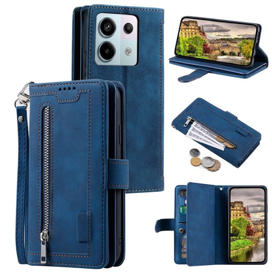 For Xiaomi Redmi Note 13 Pro 5G / Poco X6 5G Case 9 Card Slots PU Leather Phone Cover
