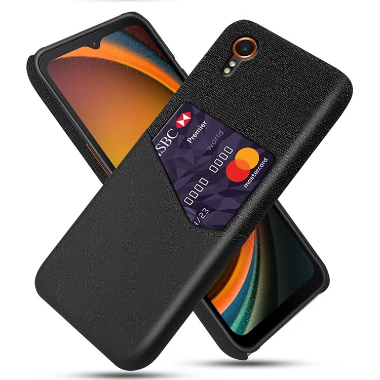 For Samsung Galaxy Xcover 7 Case PU Leather+PC Cloth Texture Back Phone Cover with Card Slot