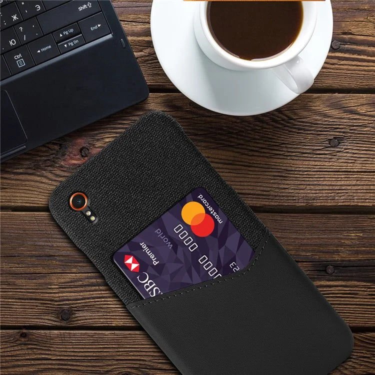 For Samsung Galaxy Xcover 7 Case PU Leather+PC Cloth Texture Back Phone Cover with Card Slot
