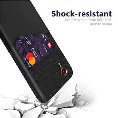 For Samsung Galaxy Xcover 7 Case PU Leather+PC Cloth Texture Back Phone Cover with Card Slot