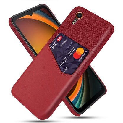 For Samsung Galaxy Xcover 7 Case PU Leather+PC Cloth Texture Back Phone Cover with Card Slot