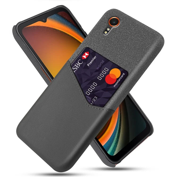 For Samsung Galaxy Xcover 7 Case PU Leather+PC Cloth Texture Back Phone Cover with Card Slot