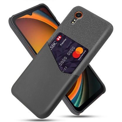 For Samsung Galaxy Xcover 7 Case PU Leather+PC Cloth Texture Back Phone Cover with Card Slot