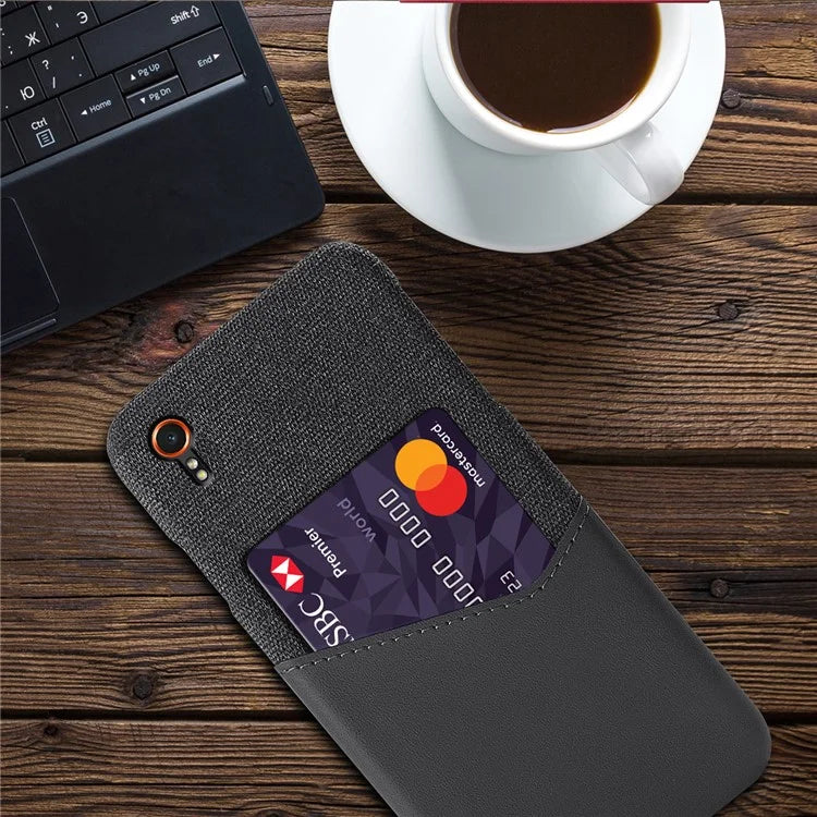 For Samsung Galaxy Xcover 7 Case PU Leather+PC Cloth Texture Back Phone Cover with Card Slot