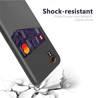 For Samsung Galaxy Xcover 7 Case PU Leather+PC Cloth Texture Back Phone Cover with Card Slot