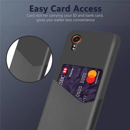 For Samsung Galaxy Xcover 7 Case PU Leather+PC Cloth Texture Back Phone Cover with Card Slot