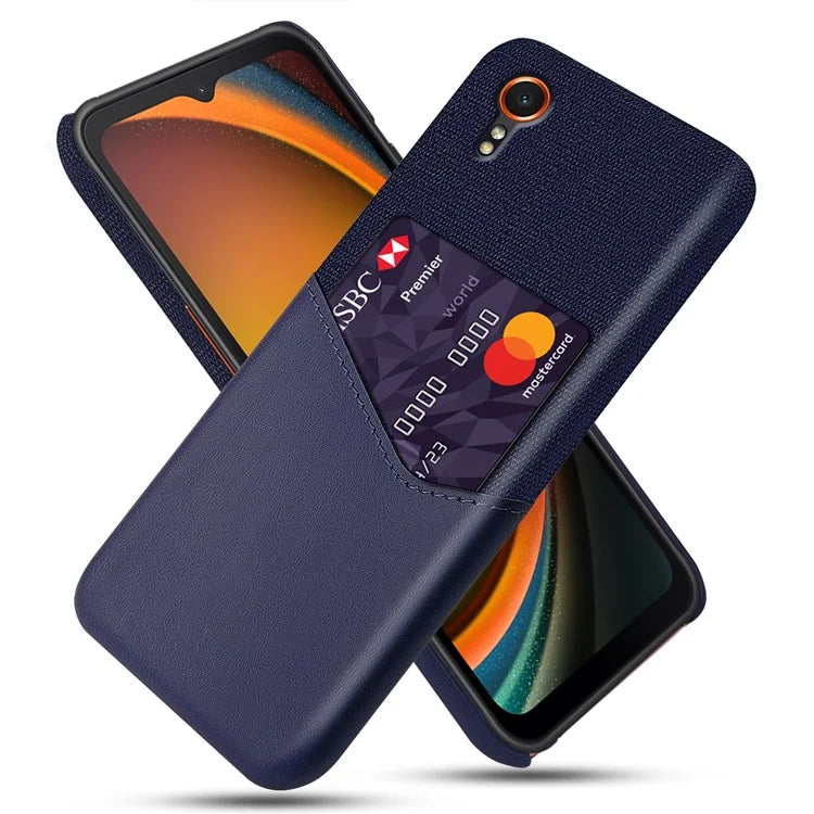 For Samsung Galaxy Xcover 7 Case PU Leather+PC Cloth Texture Back Phone Cover with Card Slot