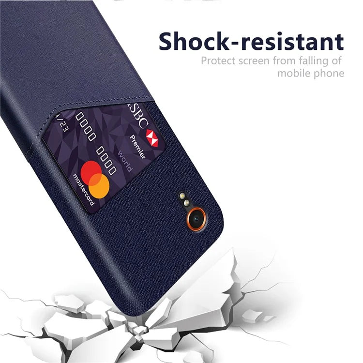 For Samsung Galaxy Xcover 7 Case PU Leather+PC Cloth Texture Back Phone Cover with Card Slot