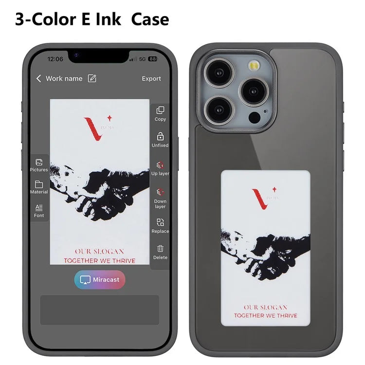 For iPhone 13 Pro NFC-Enabled E-Ink Screen Wallpaper Casting Smartphone Case