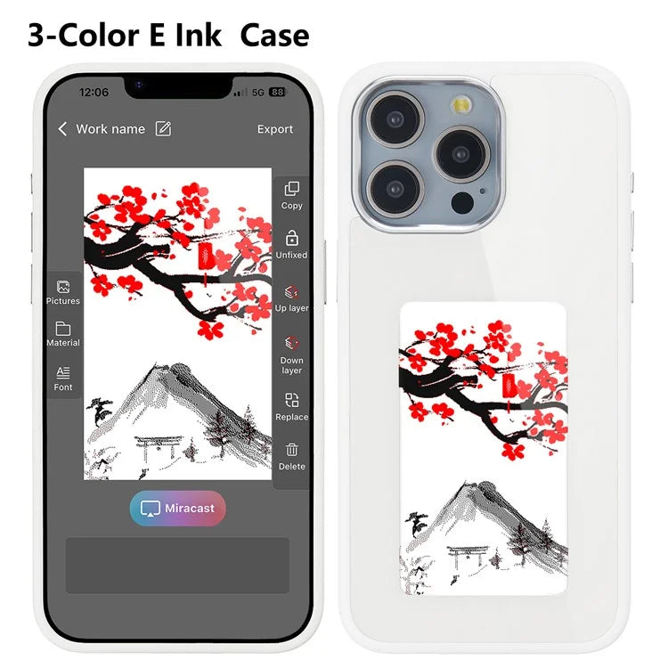 For iPhone 13 Pro NFC-Enabled E-Ink Screen Wallpaper Casting Smartphone Case