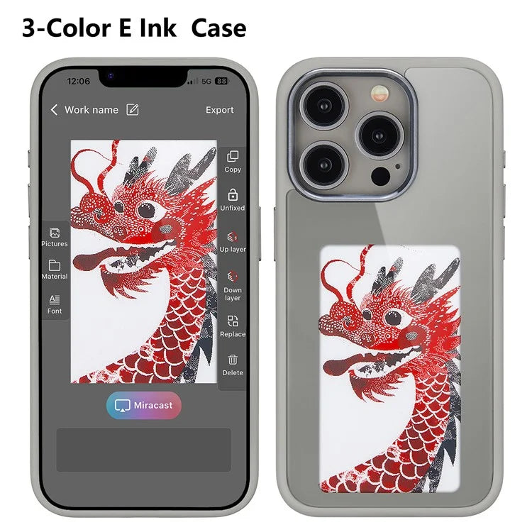 For iPhone 13 Pro Max NFC-Enabled E-Ink Screen DIY Wallpaper Cell Phone Case