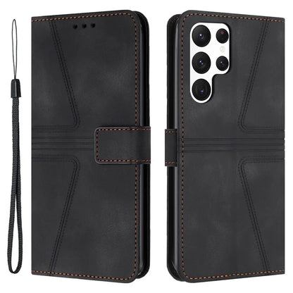 For Samsung Galaxy S23 Ultra Case Triangle Imprinted Wallet Phone Leather Protective Cover