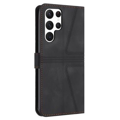 For Samsung Galaxy S23 Ultra Case Triangle Imprinted Wallet Phone Leather Protective Cover