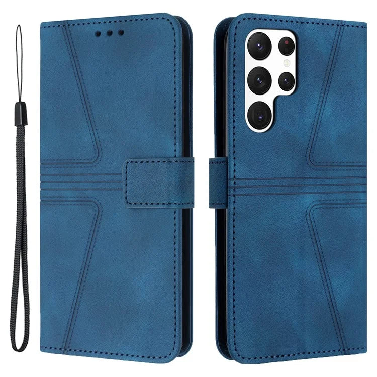 For Samsung Galaxy S23 Ultra Case Triangle Imprinted Wallet Phone Leather Protective Cover