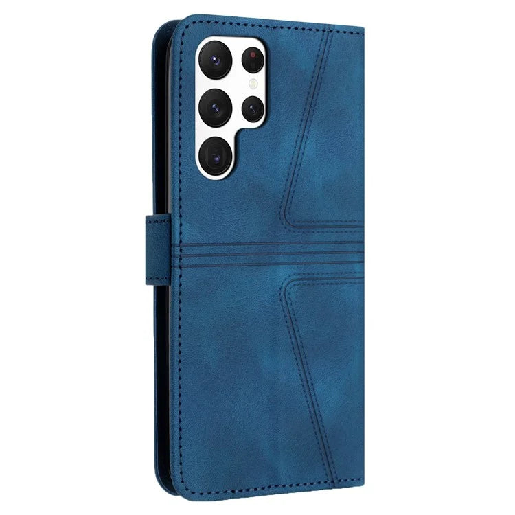 For Samsung Galaxy S23 Ultra Case Triangle Imprinted Wallet Phone Leather Protective Cover