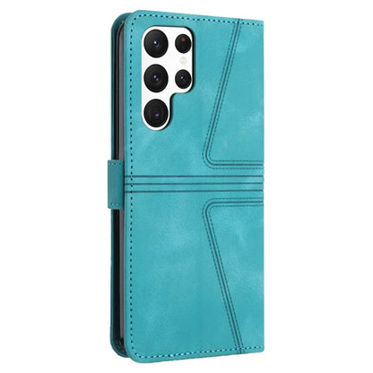 For Samsung Galaxy S23 Ultra Case Triangle Imprinted Wallet Phone Leather Protective Cover