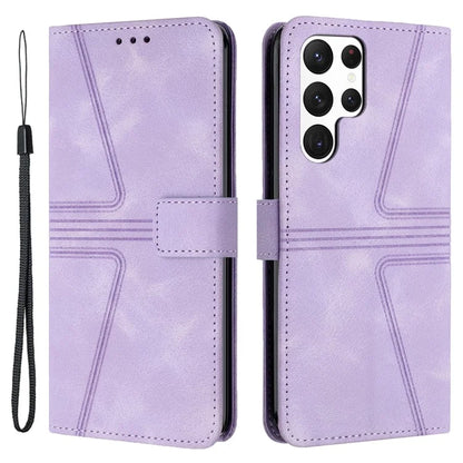 For Samsung Galaxy S23 Ultra Case Triangle Imprinted Wallet Phone Leather Protective Cover