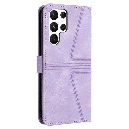 For Samsung Galaxy S23 Ultra Case Triangle Imprinted Wallet Phone Leather Protective Cover