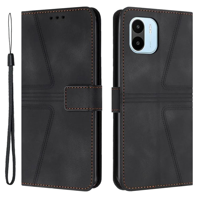 For Xiaomi Redmi A1 4G / A2 4G Case Triangle Imprinted Wallet Card Slots Phone Leather Cover