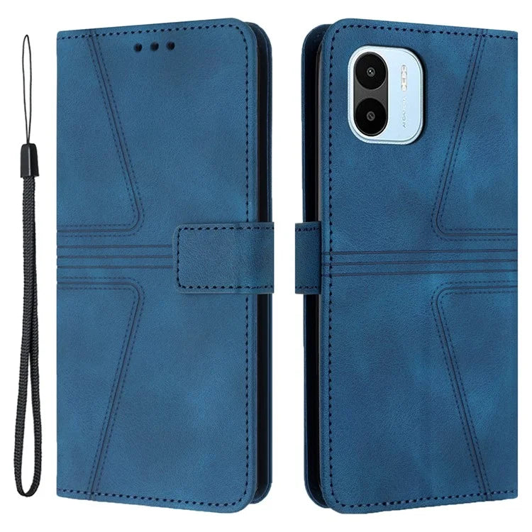 For Xiaomi Redmi A1 4G / A2 4G Case Triangle Imprinted Wallet Card Slots Phone Leather Cover