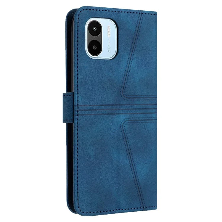 For Xiaomi Redmi A1 4G / A2 4G Case Triangle Imprinted Wallet Card Slots Phone Leather Cover