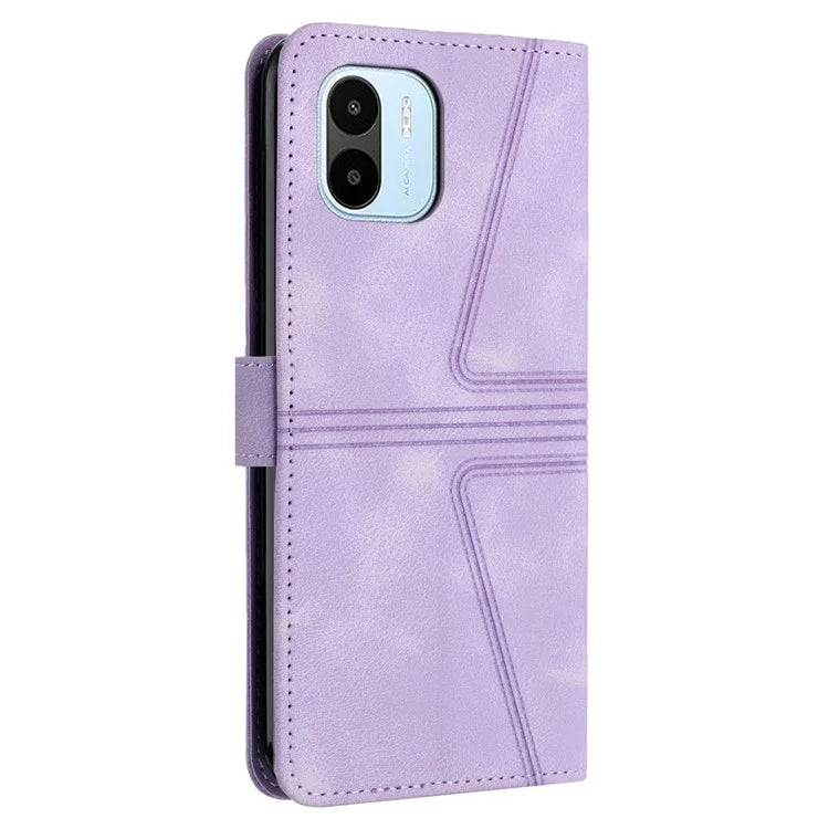 For Xiaomi Redmi A1 4G / A2 4G Case Triangle Imprinted Wallet Card Slots Phone Leather Cover