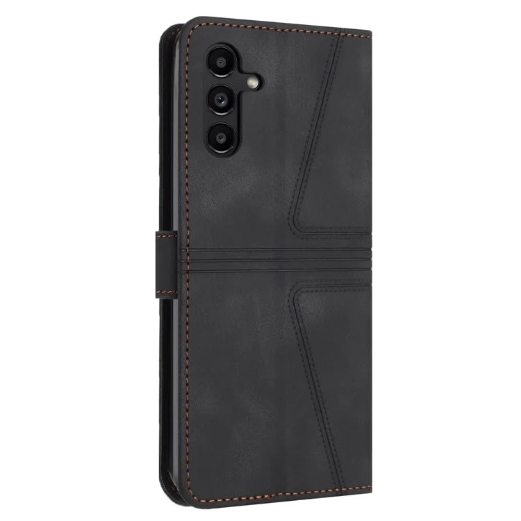 For Samsung Galaxy A34 5G Wallet Case Triangle Imprinted Leather Flip Phone Cover
