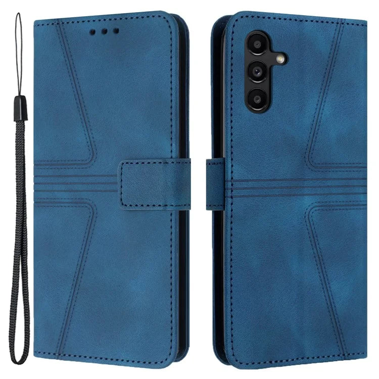 For Samsung Galaxy A34 5G Wallet Case Triangle Imprinted Leather Flip Phone Cover