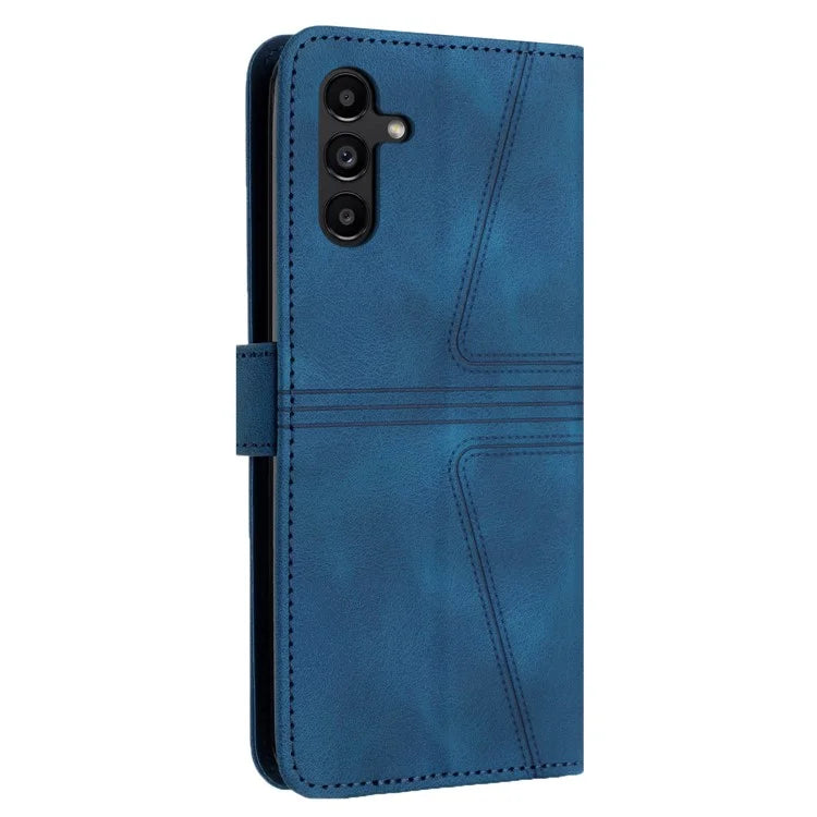 For Samsung Galaxy A34 5G Wallet Case Triangle Imprinted Leather Flip Phone Cover