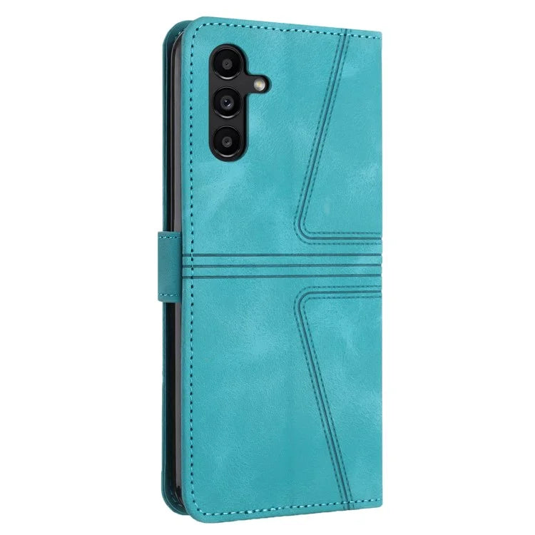 For Samsung Galaxy A34 5G Wallet Case Triangle Imprinted Leather Flip Phone Cover