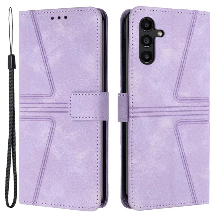 For Samsung Galaxy A34 5G Wallet Case Triangle Imprinted Leather Flip Phone Cover