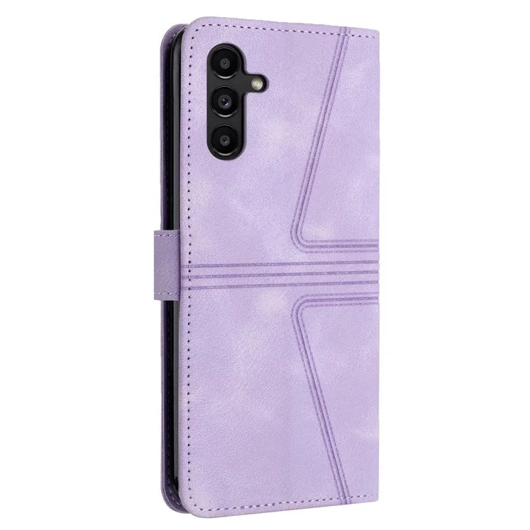 For Samsung Galaxy A34 5G Wallet Case Triangle Imprinted Leather Flip Phone Cover