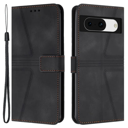 For Google Pixel 8a Case Triangle Imprinted PU Leather Solid Color Phone Cover