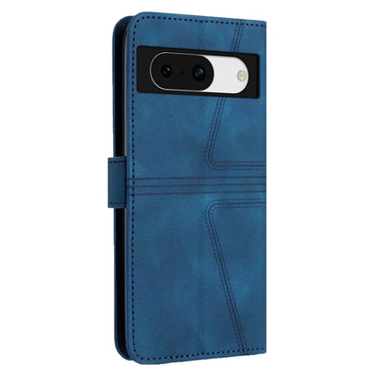 For Google Pixel 8a Case Triangle Imprinted PU Leather Solid Color Phone Cover